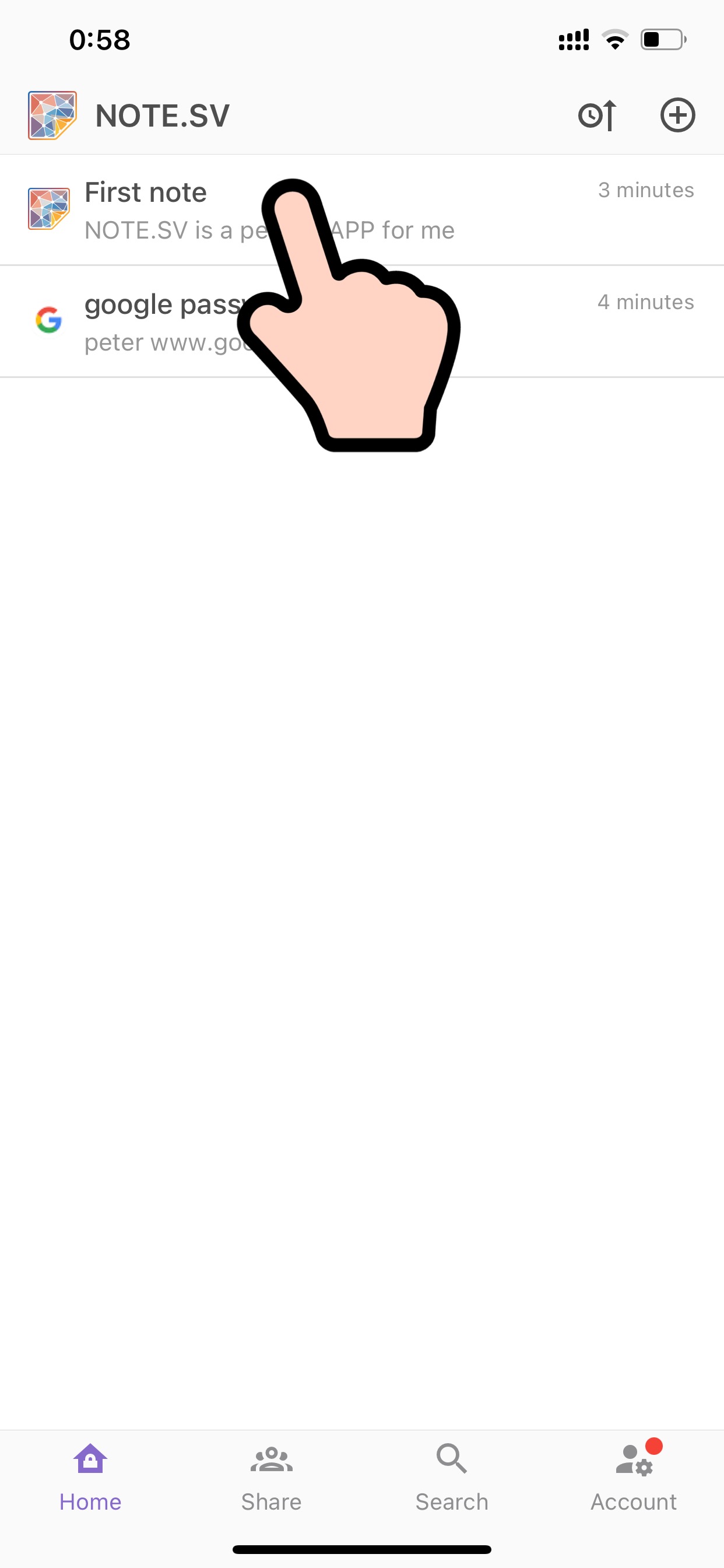 click a password